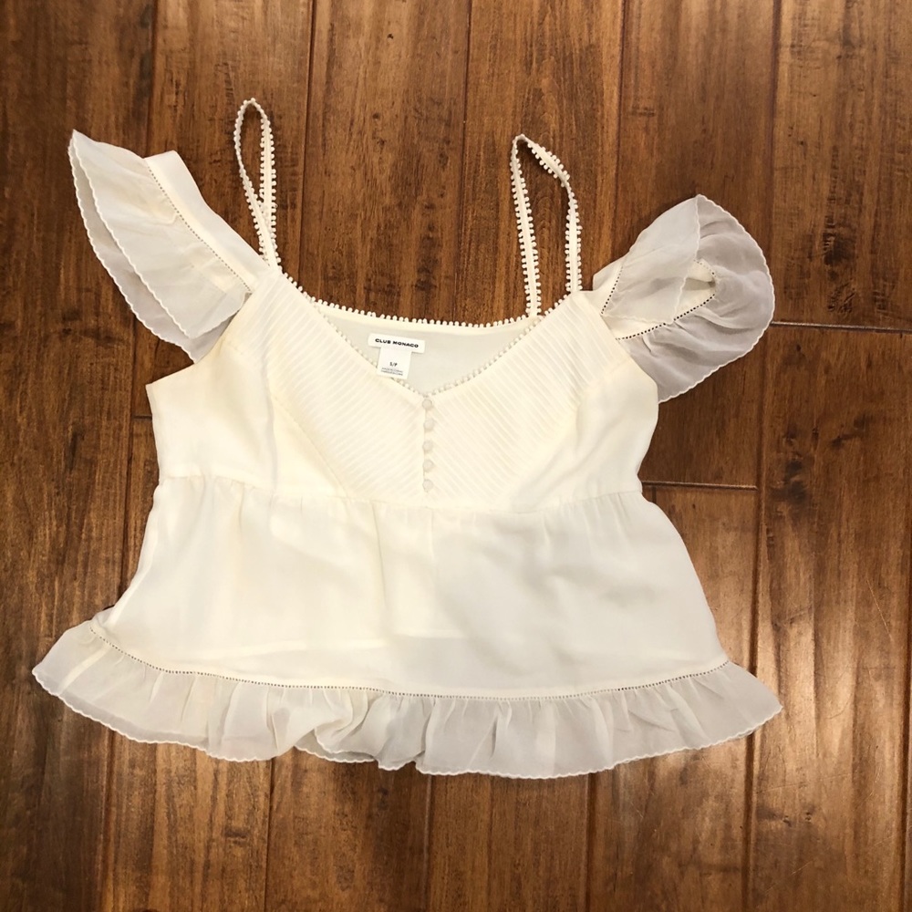 Club monaco cold shoulder flowy top